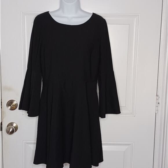 Halston Ponte Fit and Flare Bell Sleeve Dress NWOT - Picture 3 of 12